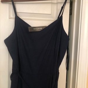 Navy blue Linen wide leg jumpsuit